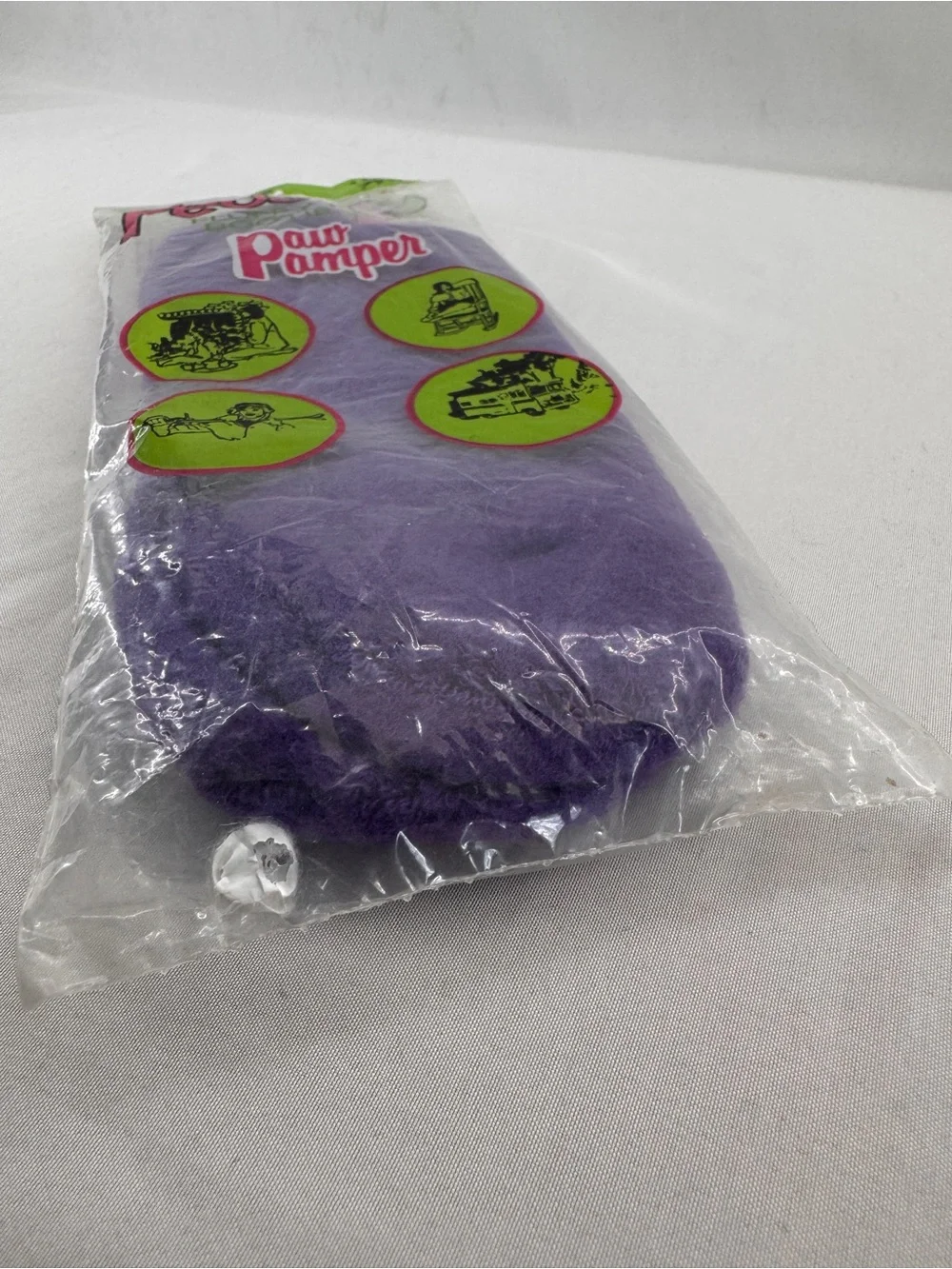 Vintage 1980's Peds Paw Pamper Fluffy Fleece Bootie Sock NOS Purple Size 9-11.5